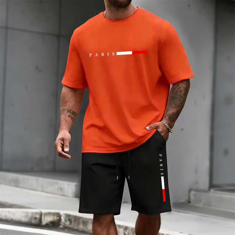 Men's Tracksuit 2 Piece  O-nec - Summer Knit Clothing บทวิจารณ์และราคา