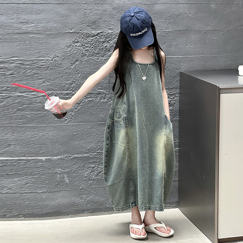 Vintage Blue Children Girls Hi - Summer Kids Clothing บทวิจารณ์และราคา