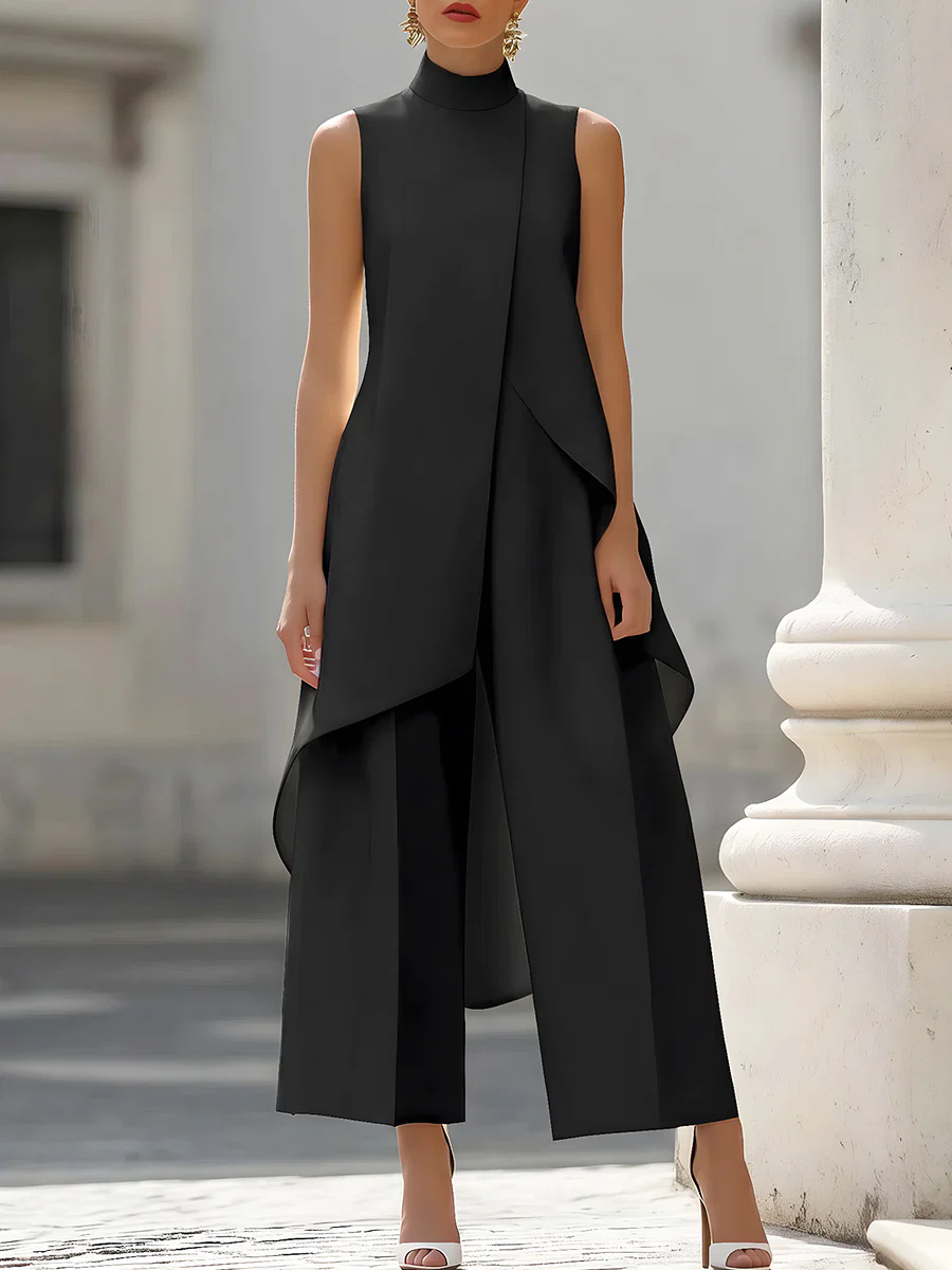 Sleeveless High Neck Asymmetri - Palazzo Pant Wide บทวิจารณ์และราคา