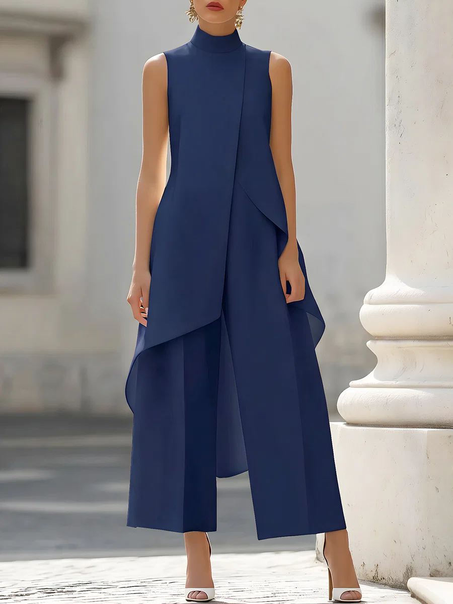 Sleeveless High Neck Asymmetri - Palazzo Pant Wide บทวิจารณ์และราคา