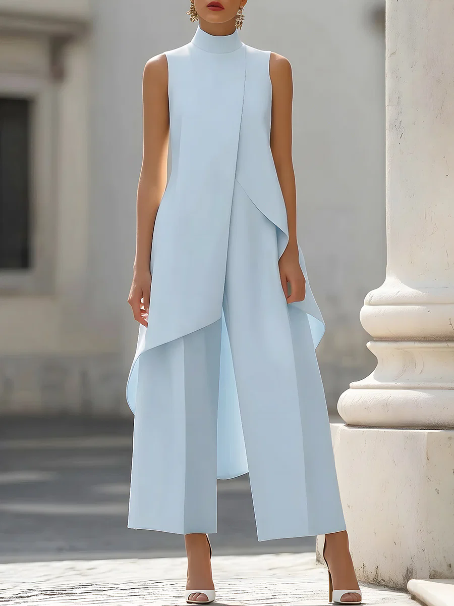 Sleeveless High Neck Asymmetri - Palazzo Pant Wide บทวิจารณ์และราคา