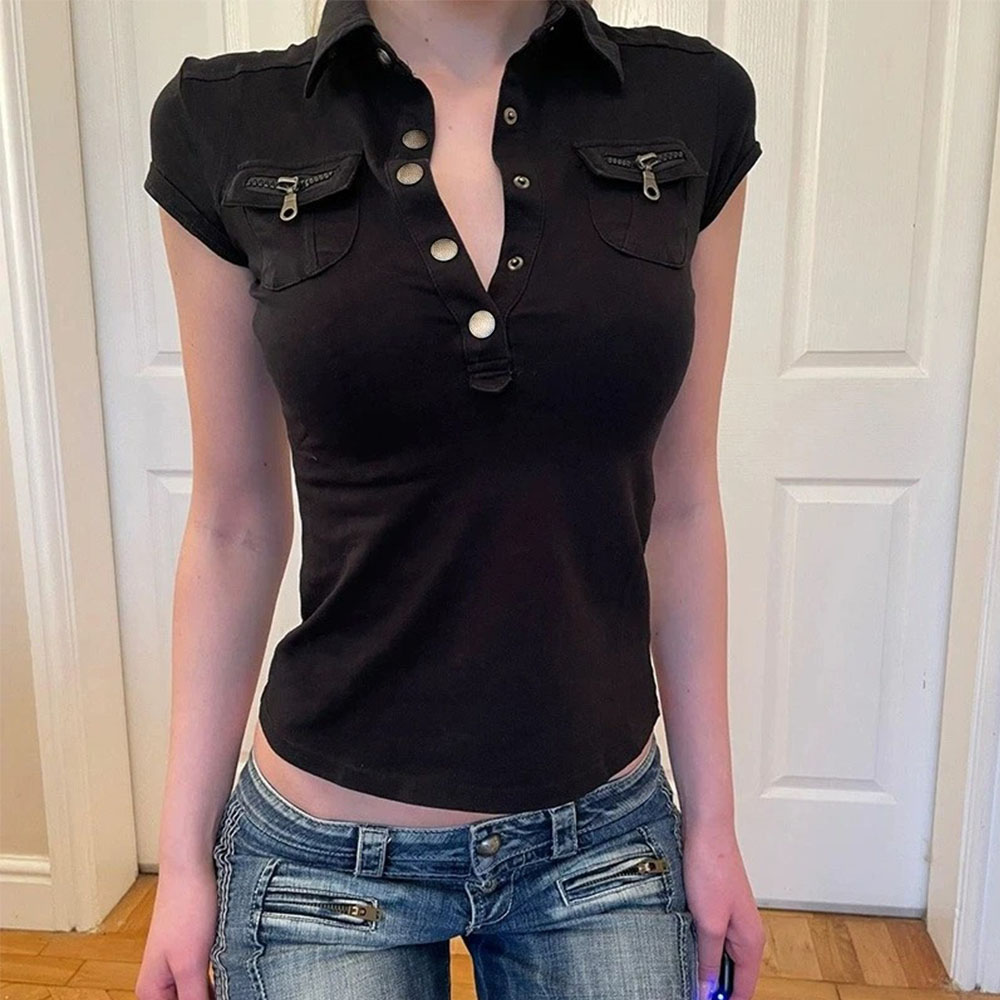 Women T Shirt Black Gothic 90s - Summer Goth Clothing บทวิจารณ์และราคา