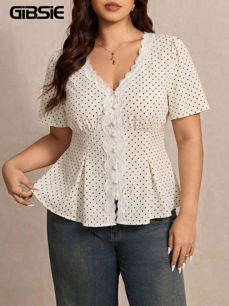 GIBSIE Plus Size Polka Dot Con - Summer Upf Clothing บทวิจารณ์และราคา