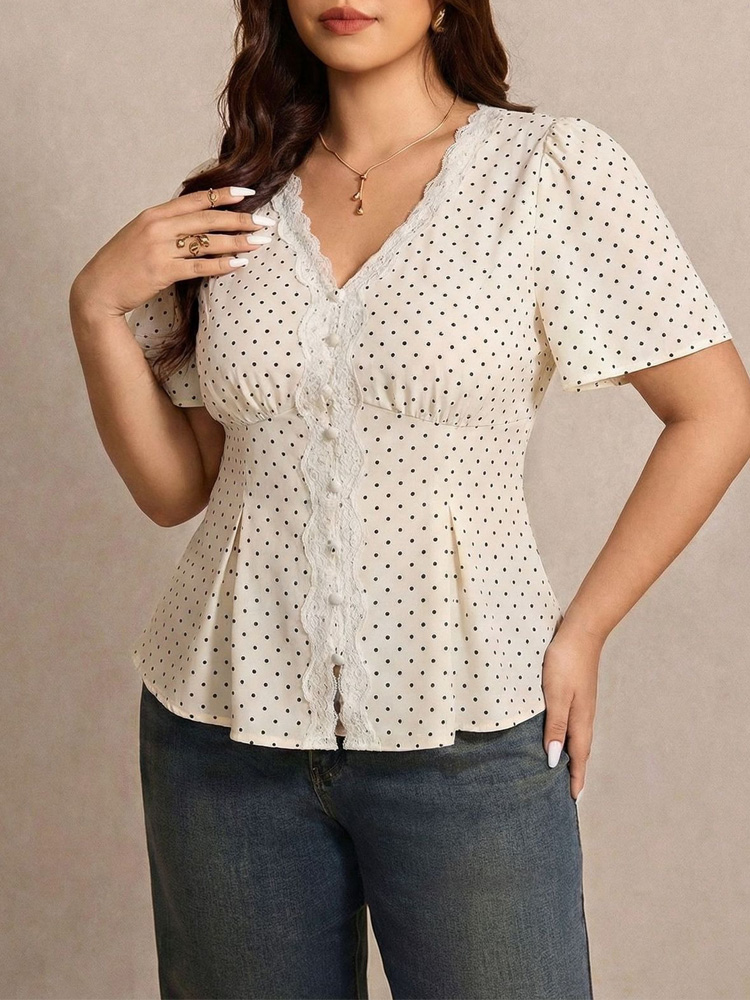 GIBSIE Plus Size Polka Dot Con - Summer Upf Clothing บทวิจารณ์และราคา