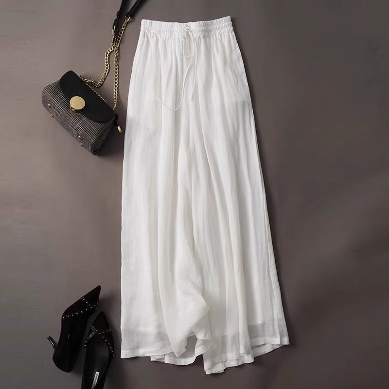 Double-Layer Cotton Linen Wide - Palazzo Pant Wide บทวิจารณ์และราคา