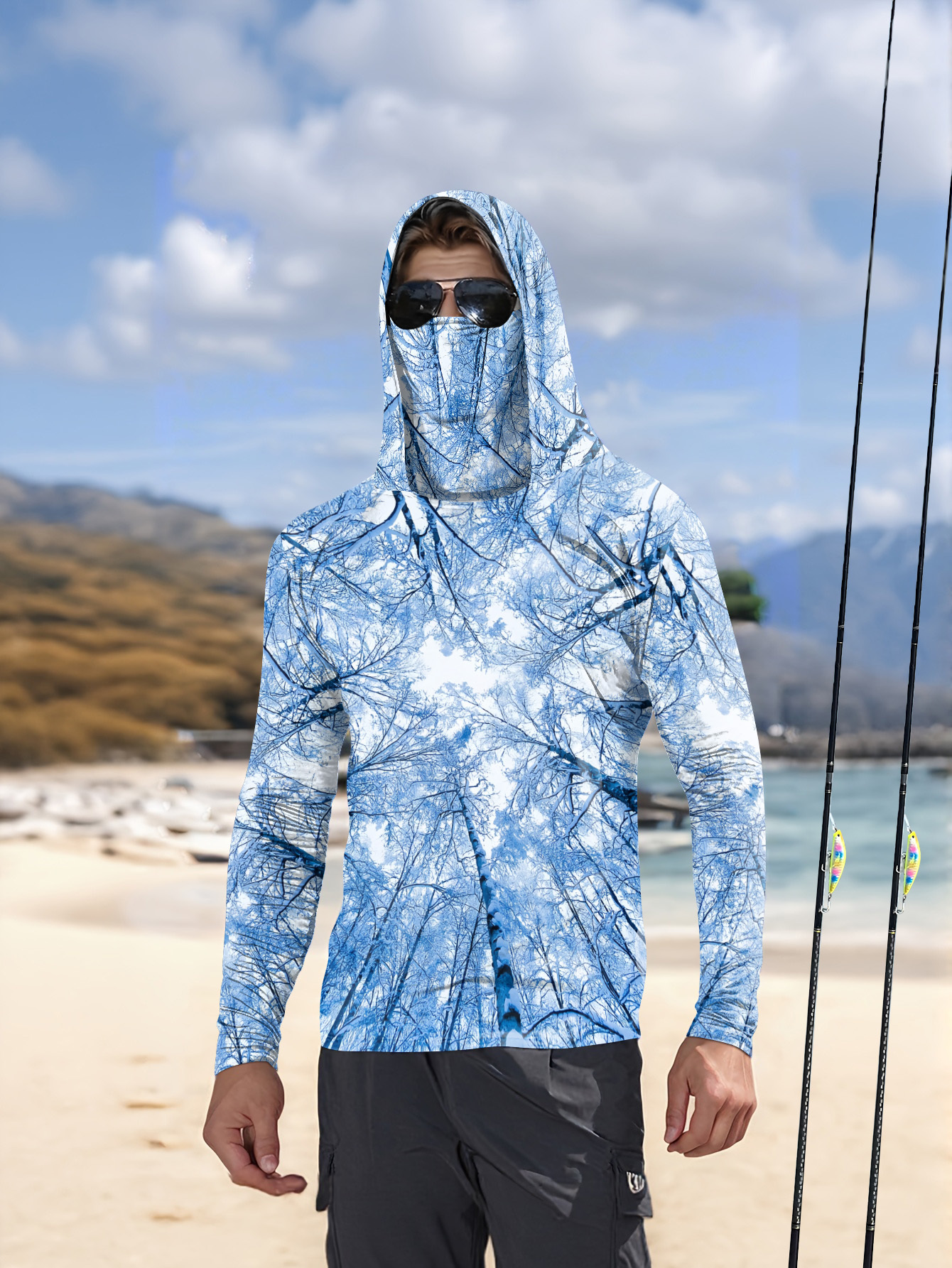 Fishing hooded sweatshirt men' - Summer Clothing Line บทวิจารณ์และราคา