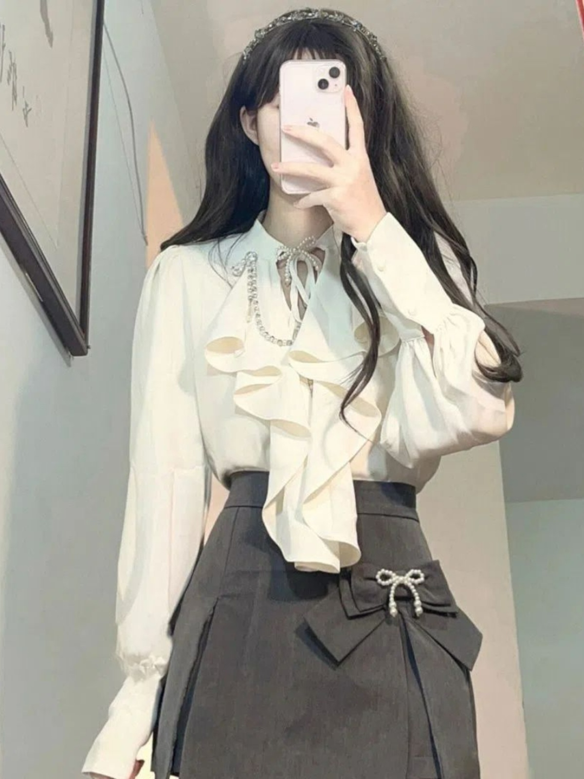 Elegant Vintage Long Sleeve Sh - Summer Clothing Old Money บทวิจารณ์และราคา
