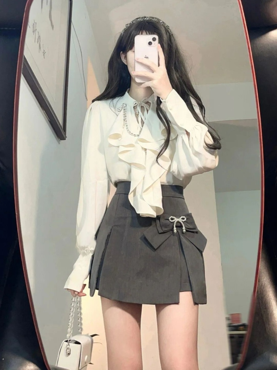 Elegant Vintage Long Sleeve Sh - Summer Clothing Old Money บทวิจารณ์และราคา