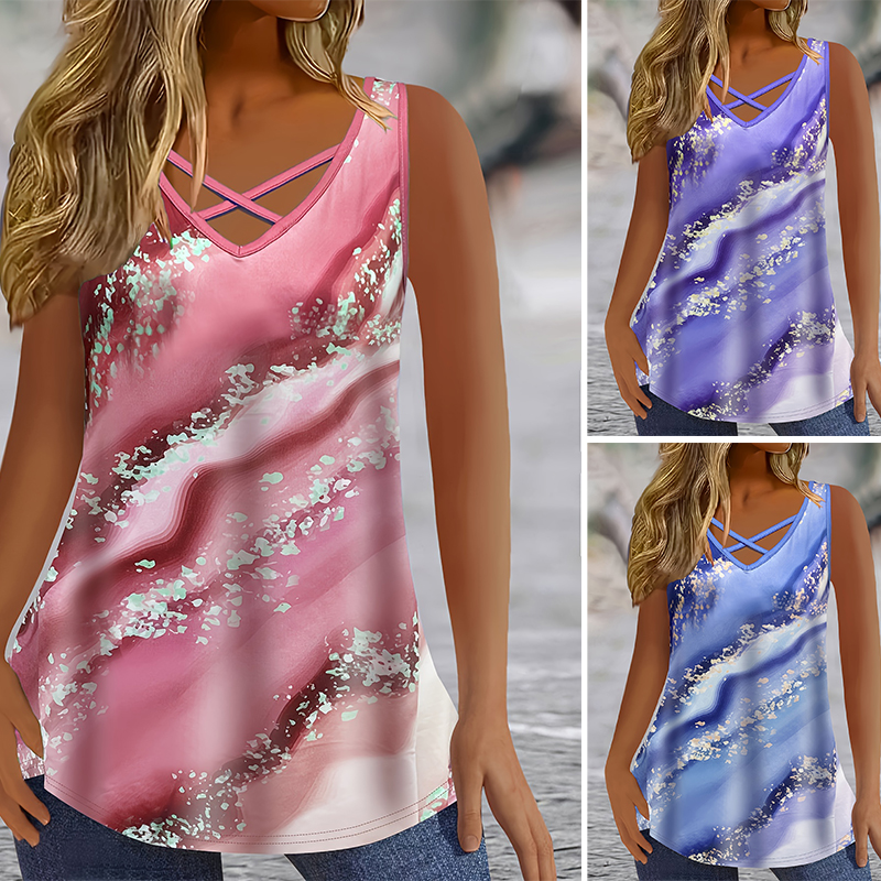 Plus Size Marble Print Tank To - Summer Upf Clothing บทวิจารณ์และราคา