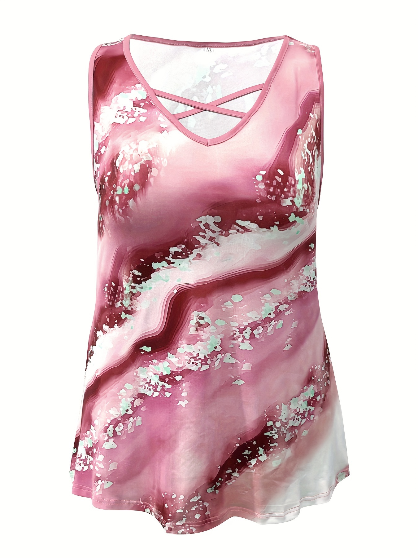 Plus Size Marble Print Tank To - Summer Upf Clothing บทวิจารณ์และราคา