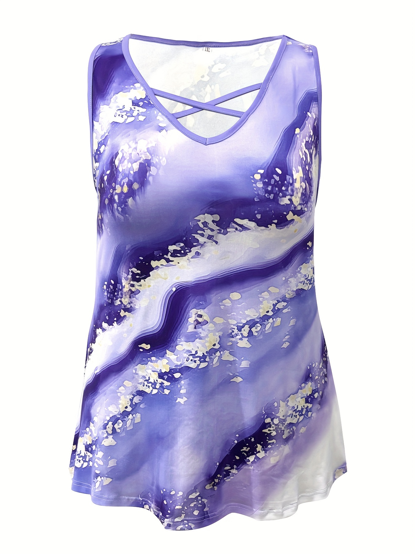 Plus Size Marble Print Tank To - Summer Upf Clothing บทวิจารณ์และราคา