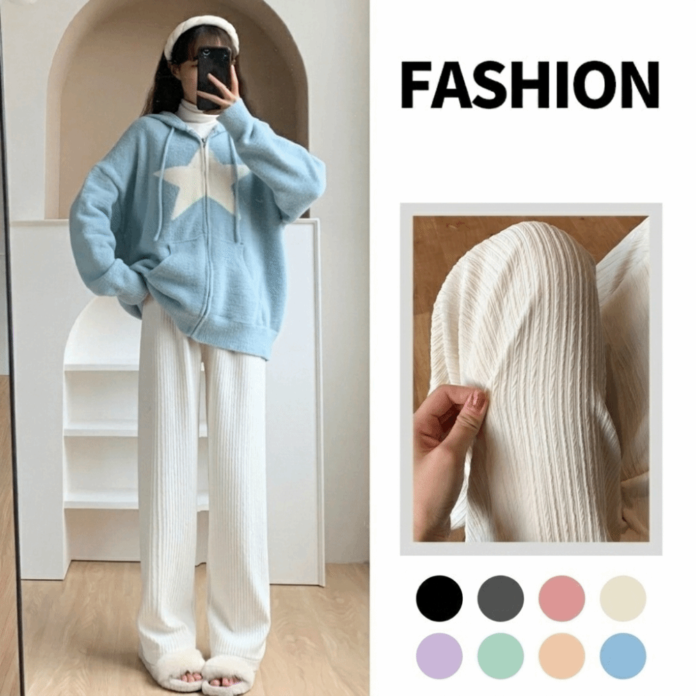 Crinkle Fabric Wide Leg Pants  - Palazzo Pant Wide บทวิจารณ์และราคา